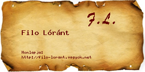 Filo Lóránt névjegykártya